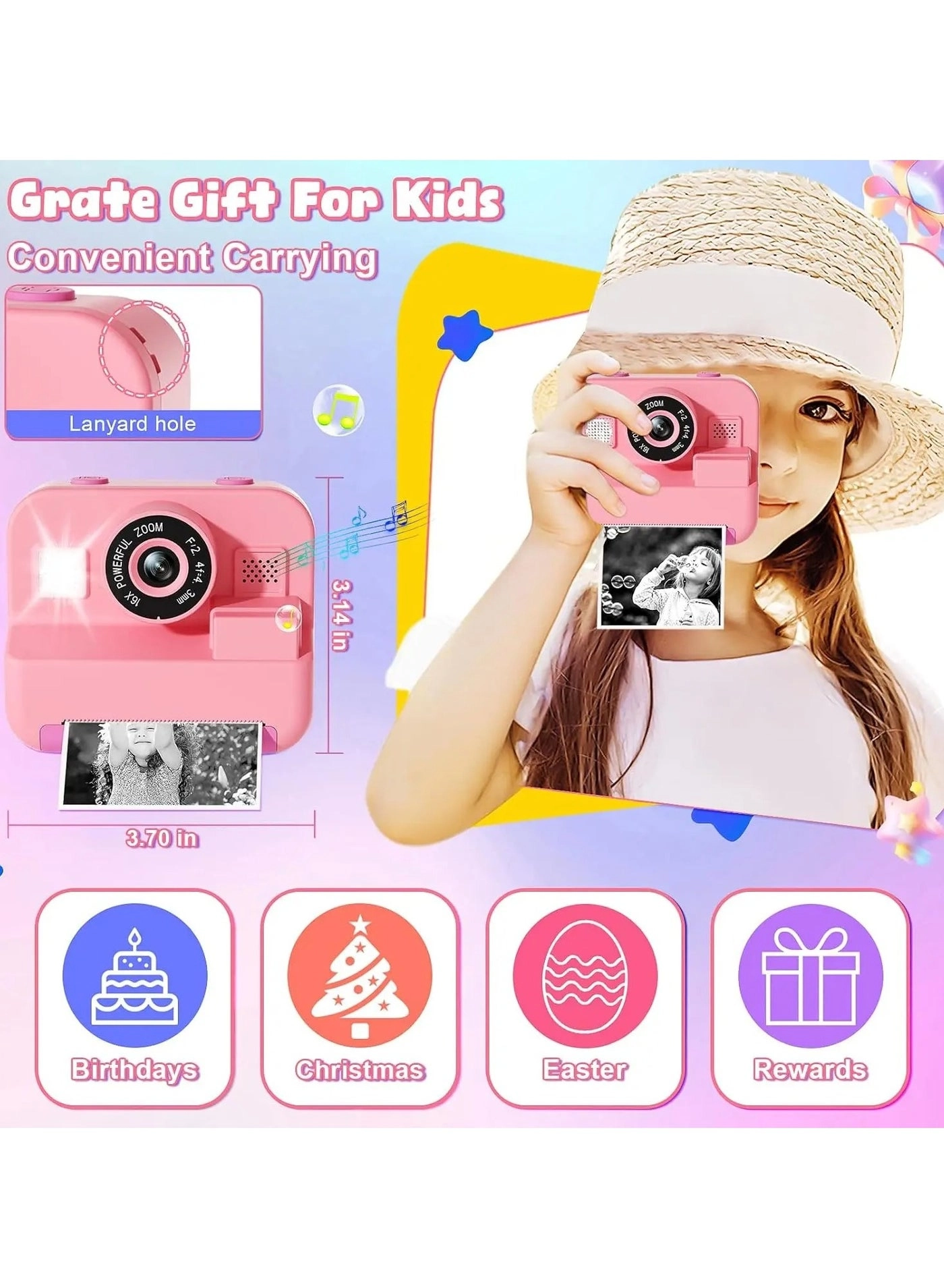 Instant Print Camera - 48MP 32GB Instant Print