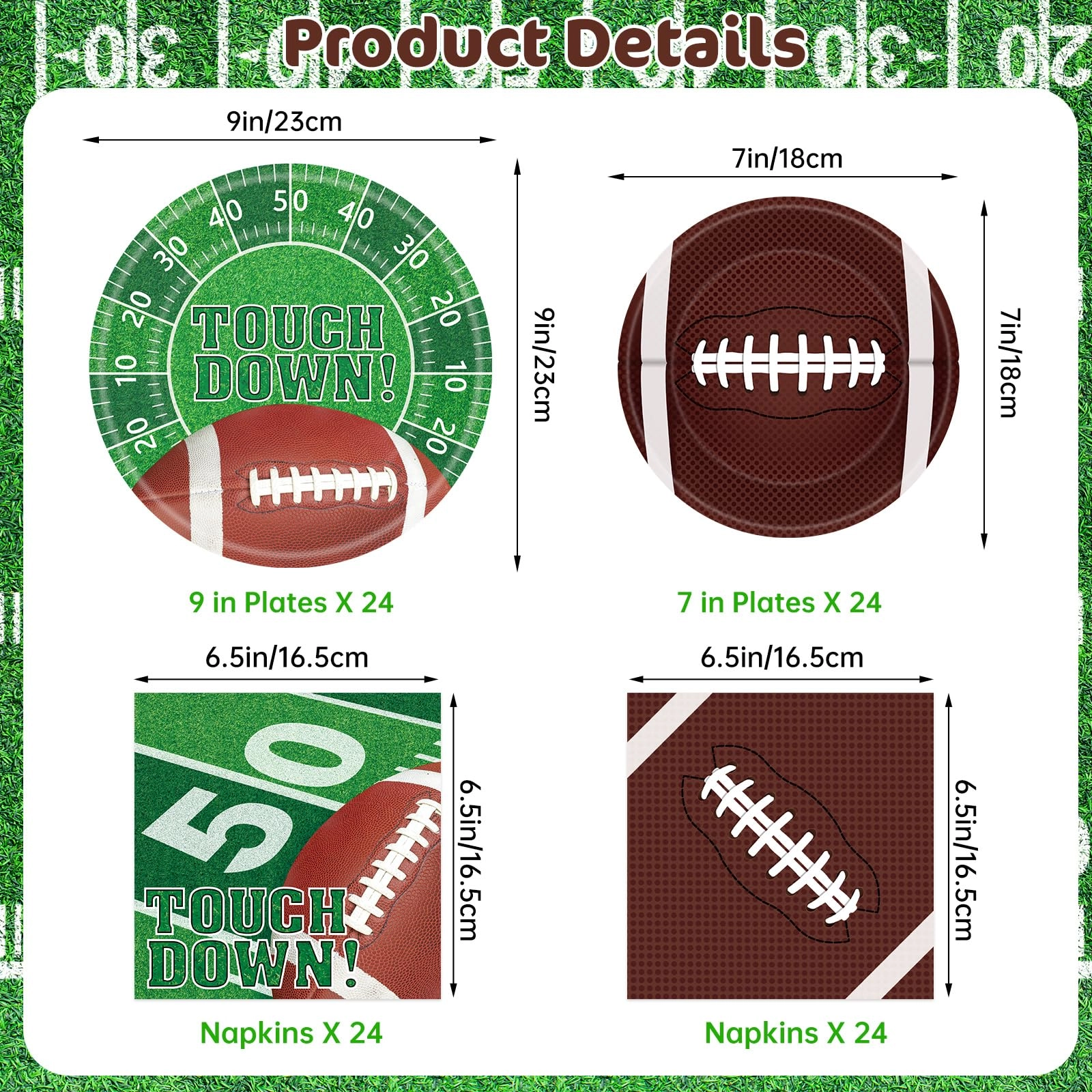 Football Party Supplies Kit - 96 Pack Football Party