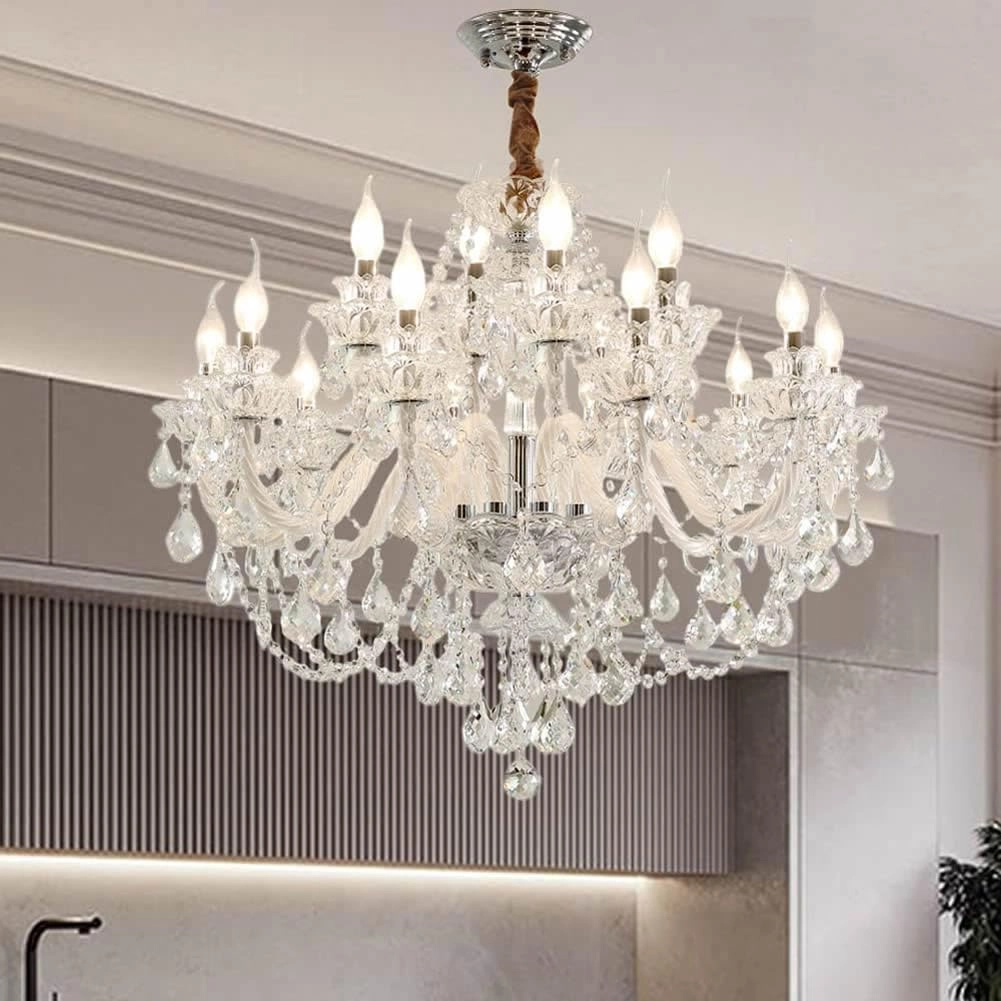 Durahonn Crystal Chandelier - Double Layer 8+4 12 Lights K9