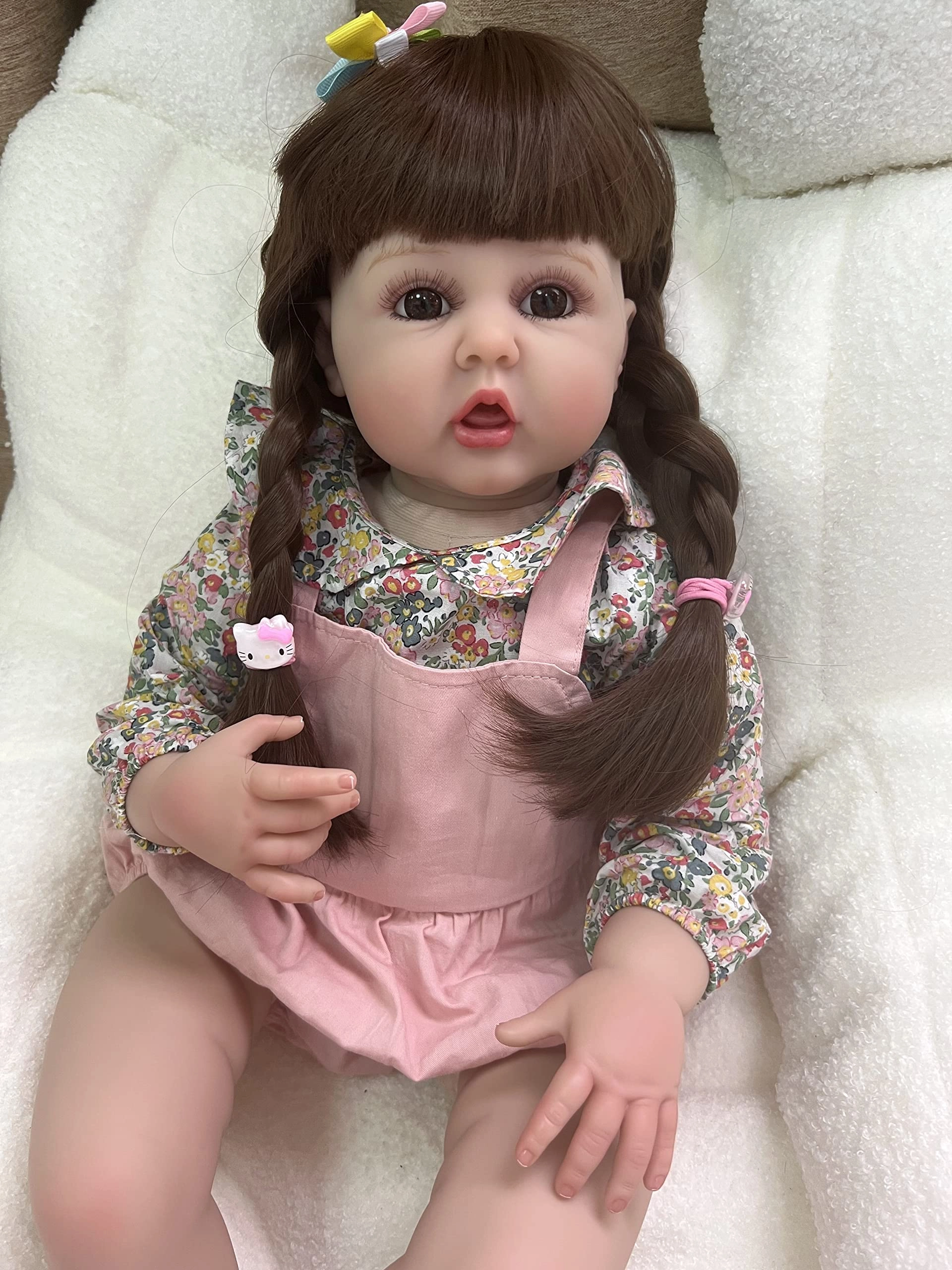 Reborn Doll - 60 cm Silicone Vinyl Brown Hair