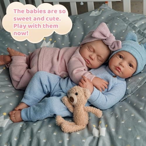 Reborn Baby Dolls Twins - 20Inch Soft Body Ages 3+