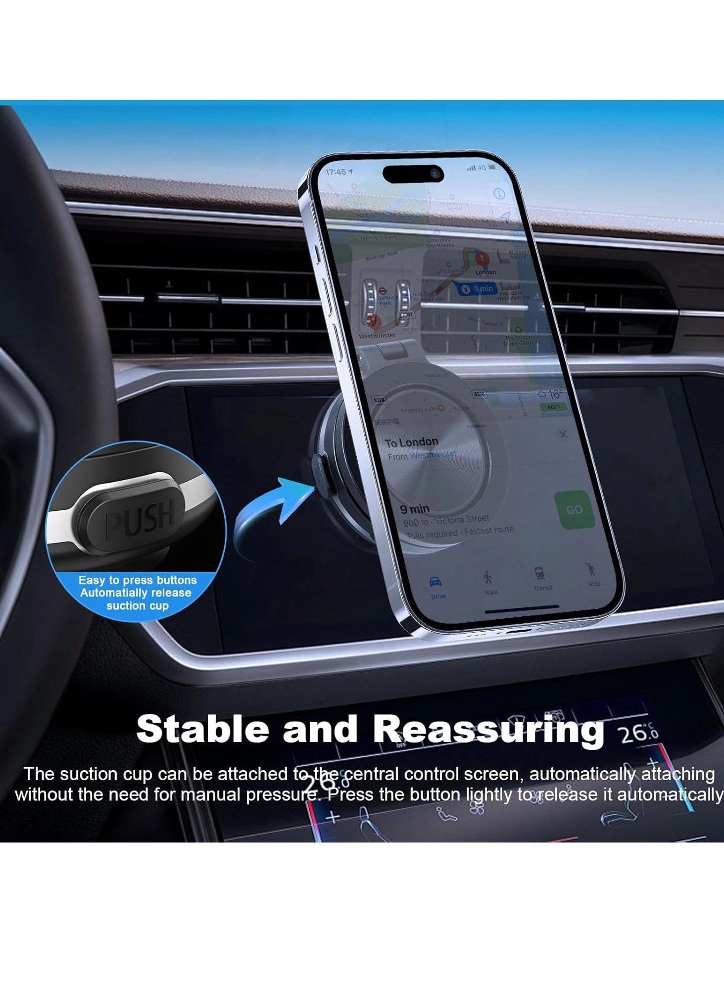 Adjustable Electric Vacuum Magnetic Suction Cup Phone Mount