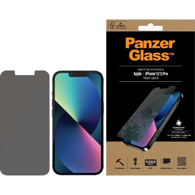 Standard Fit - Privacy Anti-Bacterial Screen Protector for iPhone 13/13 Pro