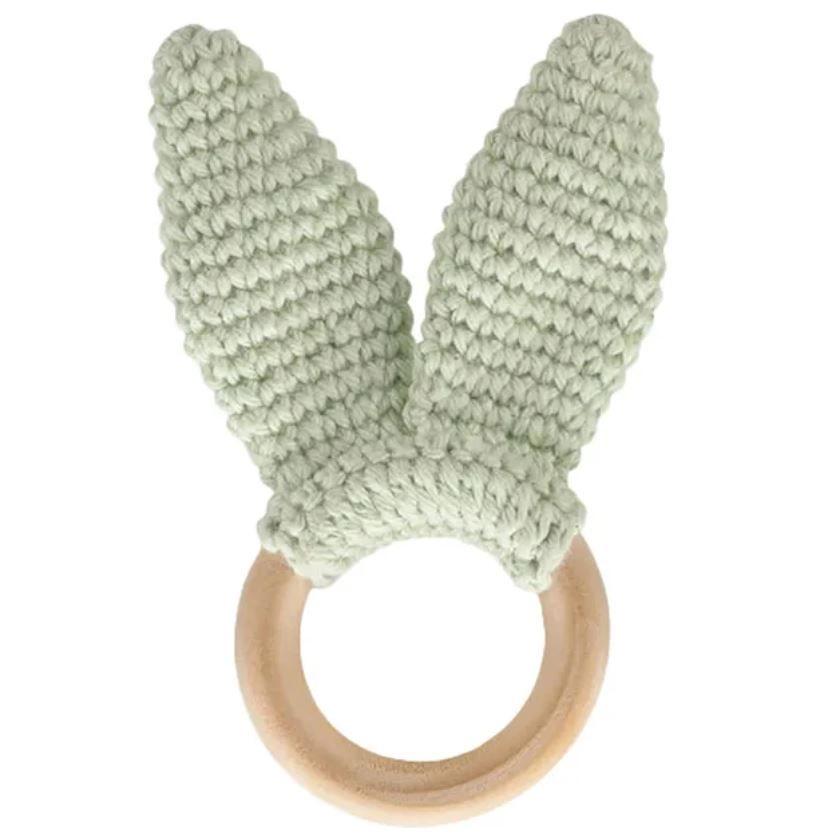 Amigurumi Wooden Ring Teether - Beech wood 100% Cotton Yarn