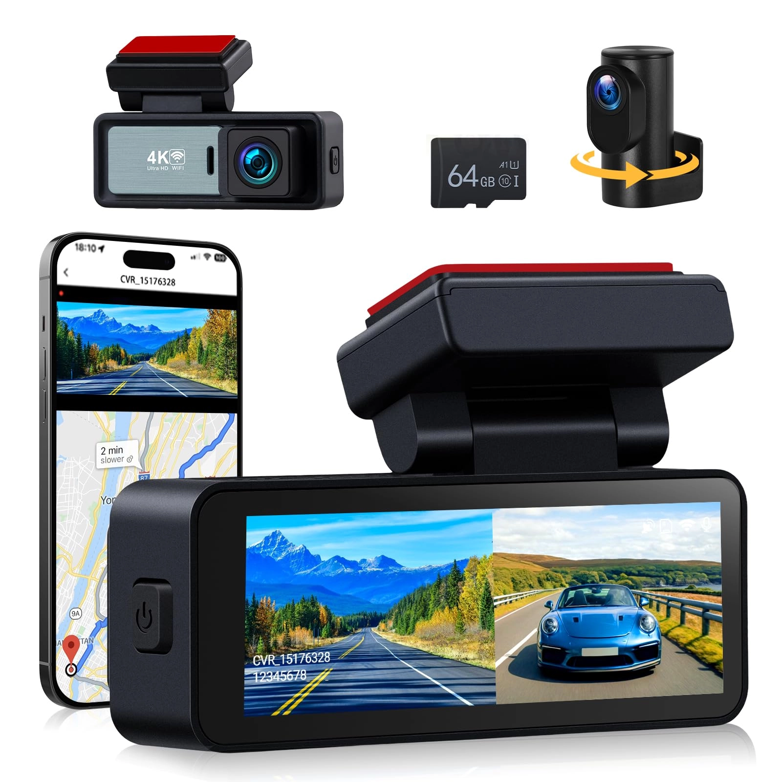 Dual Front and Rear Dashcam - 3840*2160 2K