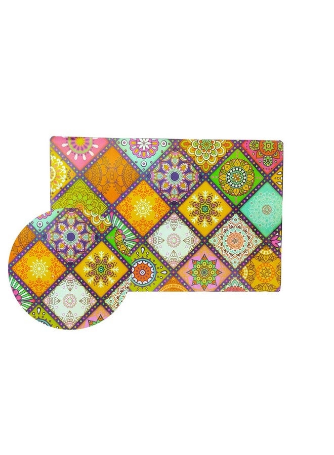 Fridge Cover - 1 Pc 21 X 39 + Microwave Cover - 1 Pc 34 X 14 Inches + Fridge Mat - 4 Pc 12 X 17