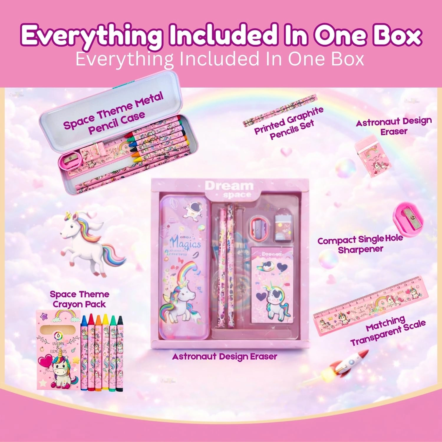 Unicorn-Themed Stationery Set - 12 piece(s)