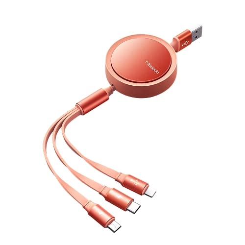 3-in-1 Retractable USB Cable Lightning to USB-C 1.2m