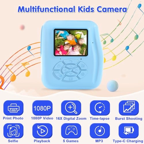 Instant Print Camera - 1080P Pink