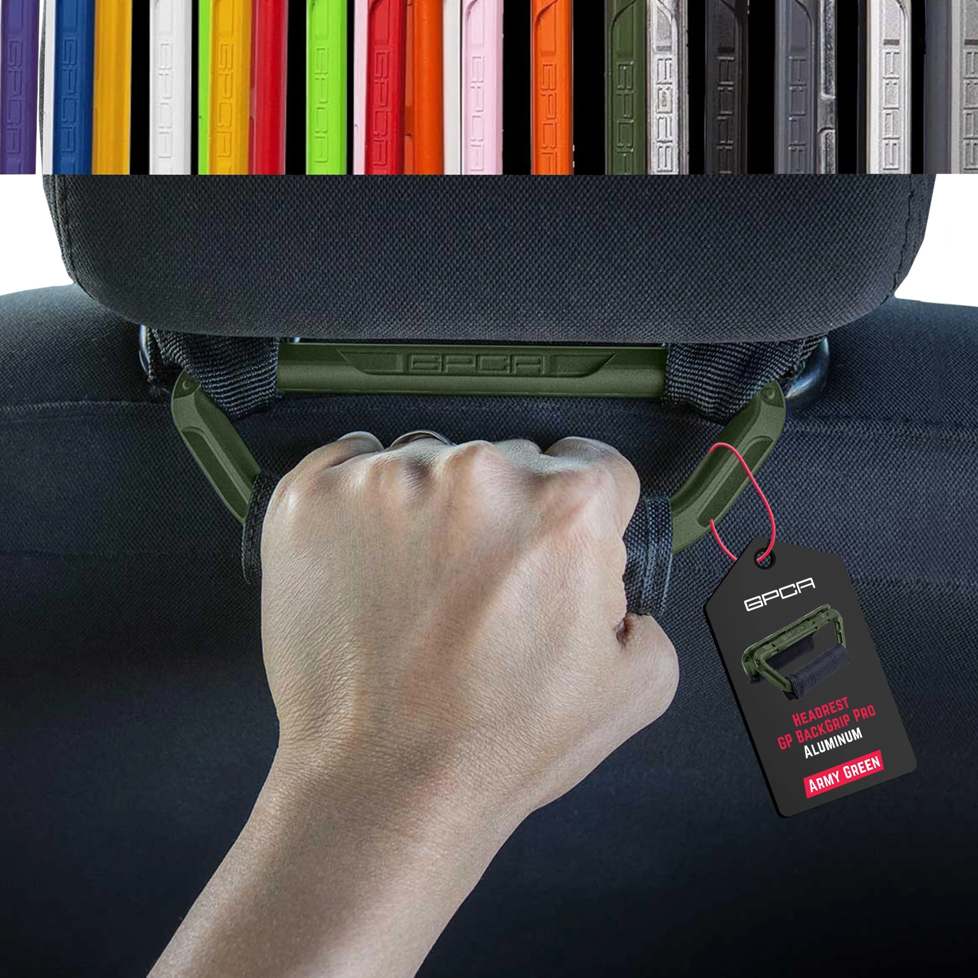 gpca BackGrip Pro - Headrest Handle 2-Pack Army Green