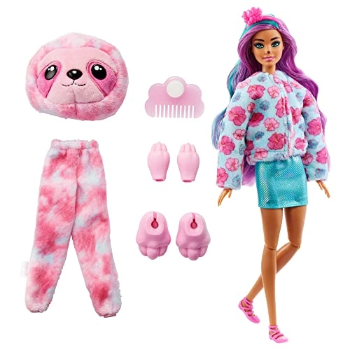 Barbie Cutie Reveal Fantasy Series Doll - Sloth Plush Costume 10 Surprises Ages 3+