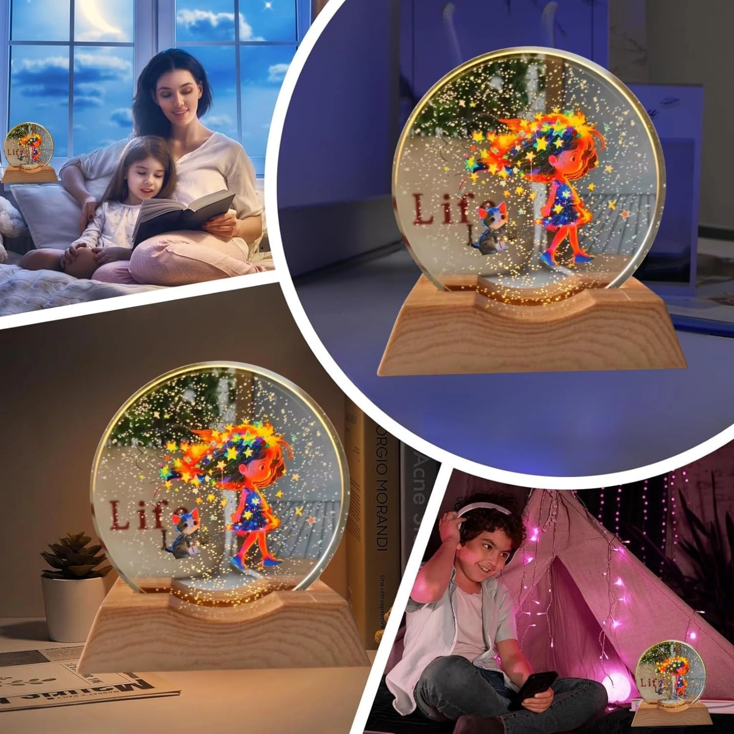 3D Acrylic LED Night Light - Dream Girl Warm White