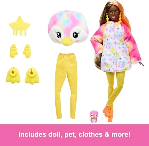 Barbie Cutie Reveal Color Dream Series - Tye-Die Penguin Costume 10 Color Changing Surprise Accessories Ages 3+