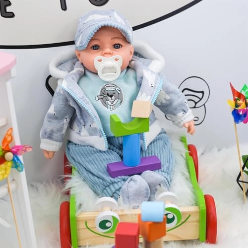 Baby Doll - 46cm Grey With Cap 16 Baby Sounds