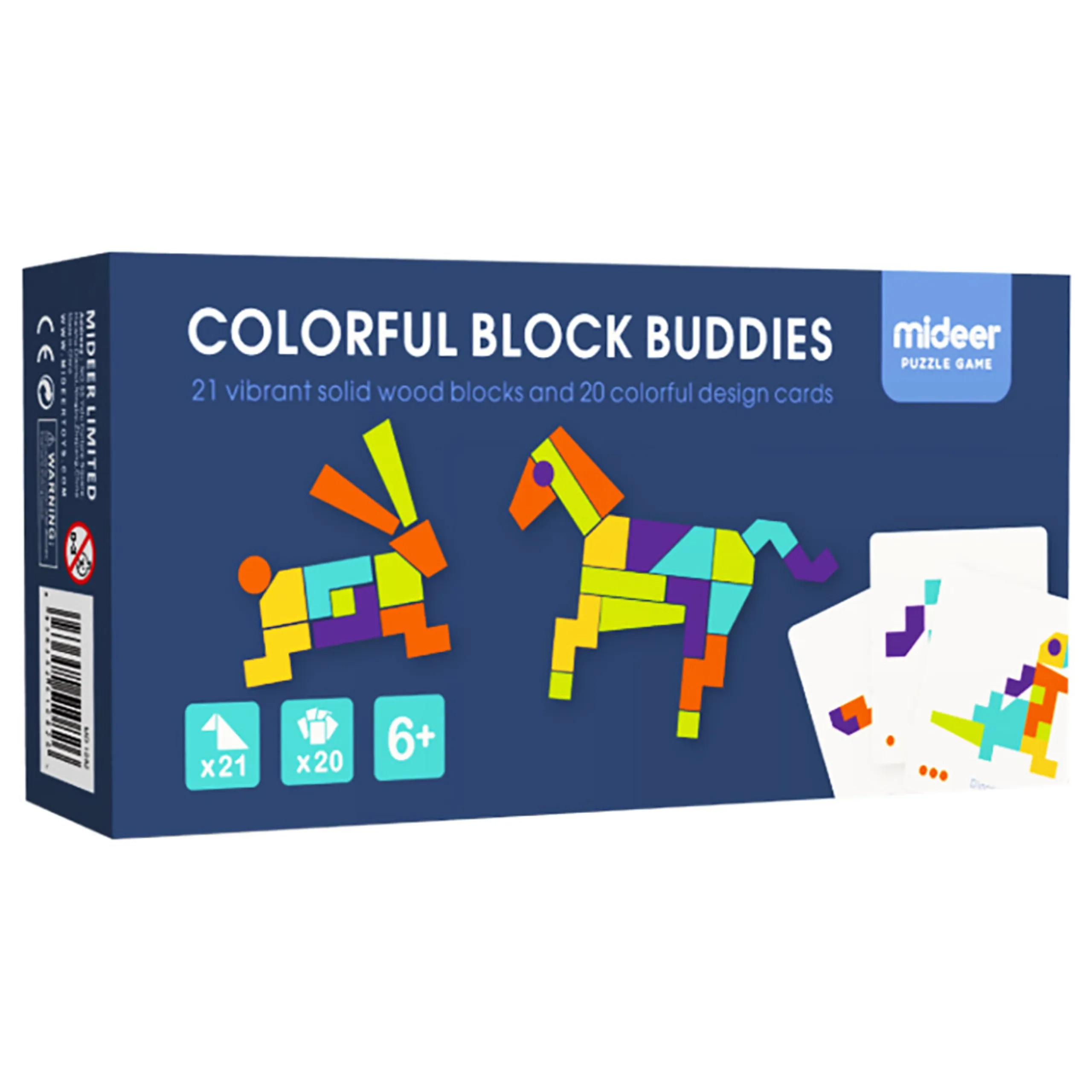 MIDEER Colourful Block Buddies - 21 pcs blocks 20 pcs design cards