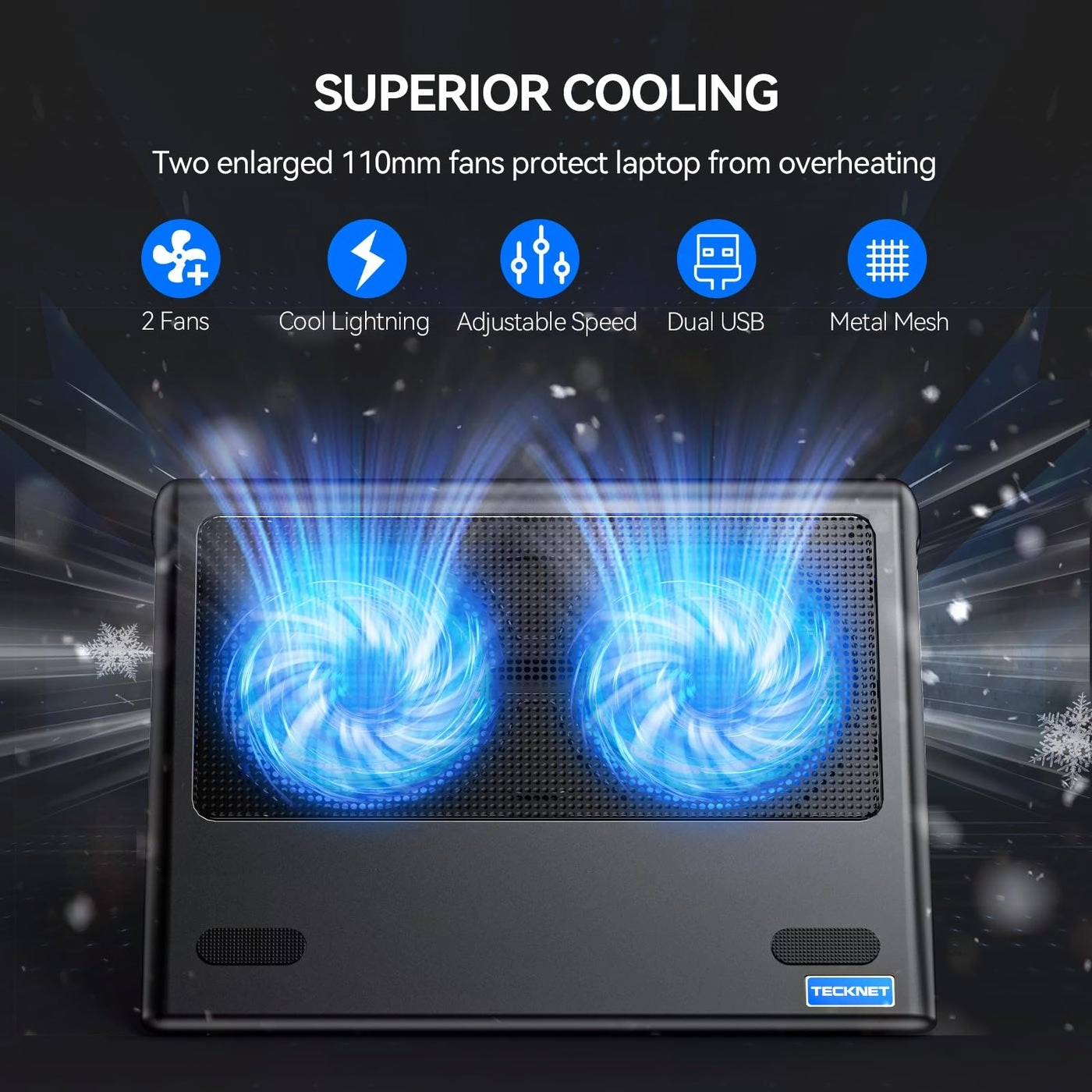 Laptop Cooling Pad - two 110mm fans 16 inches