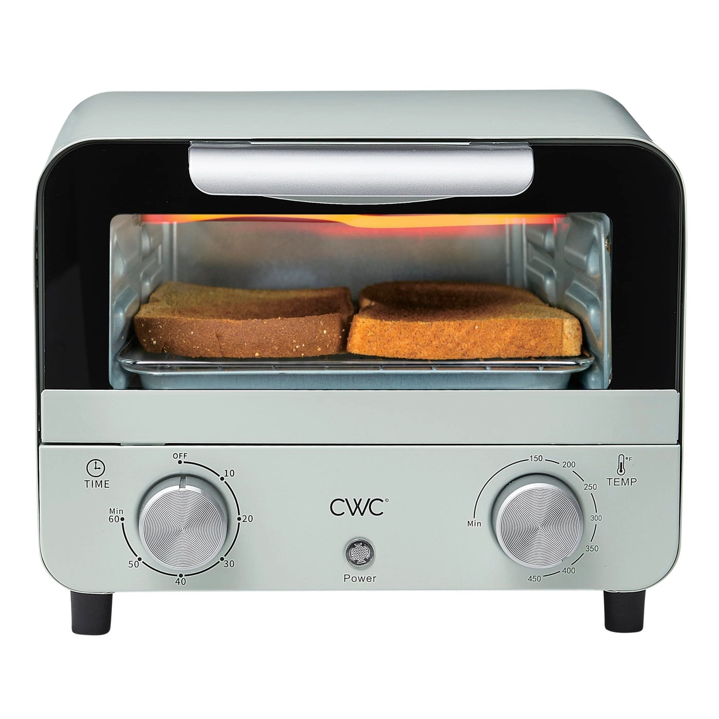 COOK WITH COLOR Mini Toaster Oven - 600W Precision Timer Auto Shutoff