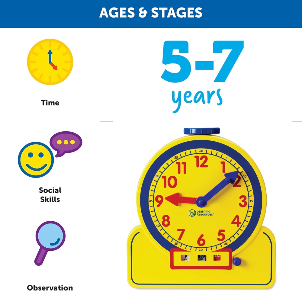 Prim'time Teacher Front Class Clock - Suitable for 6 years and above