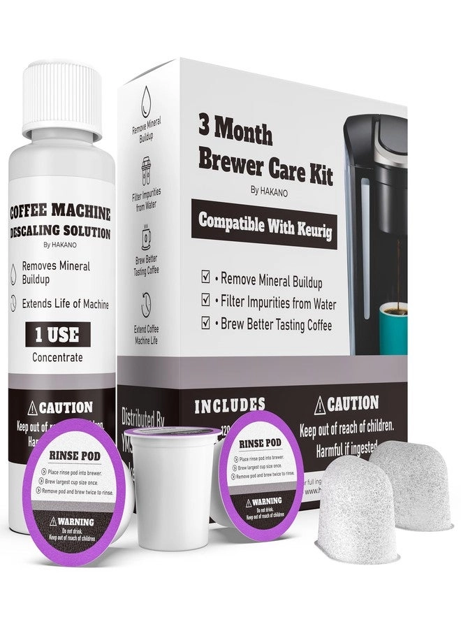 HAKANO Brewer Care Cleaning Maintenance Kit - 3 Month + Descaling solution - 1 Bottle + Rinse Pods - 3 + Water Filters - 2