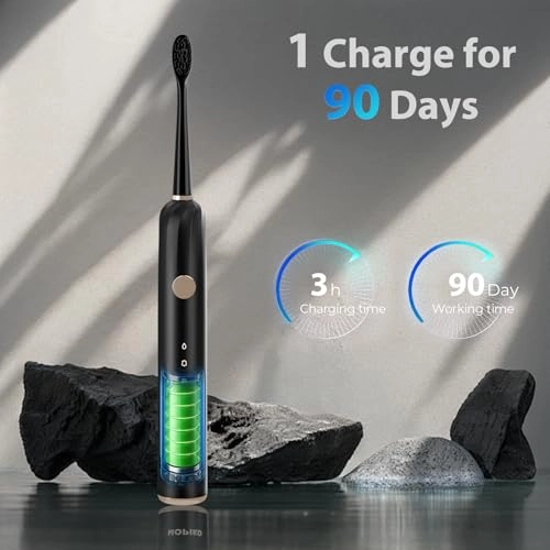 Sonic Electric Toothbrush - Adults 4 Replacement Heads 60 Days Per Charge