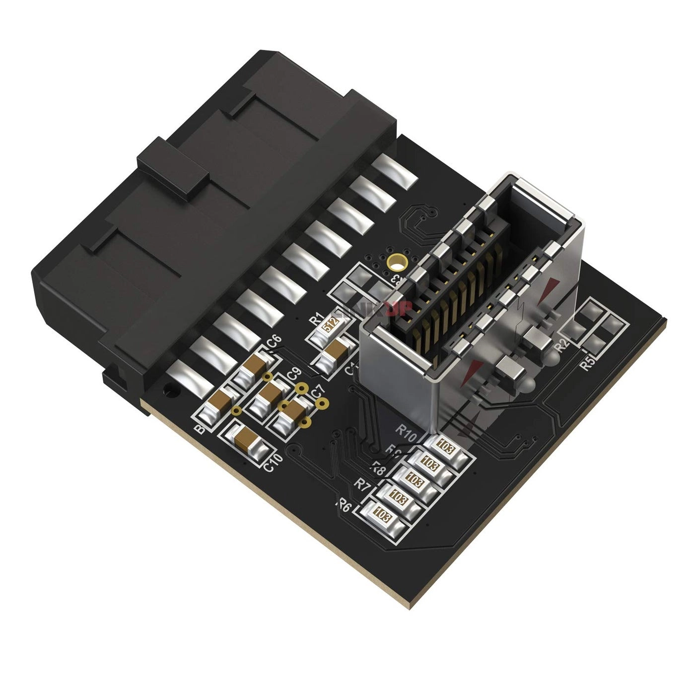 LINKUP USB 3.0 Internal IDC 20 Pin Motherboard Header to A-Key (Type-E) 20 Pin Female Converter