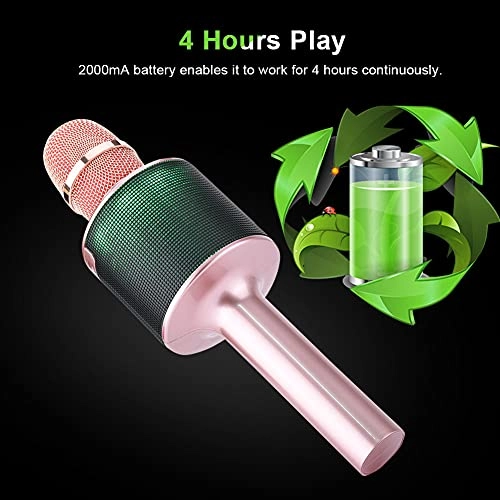 Karaoke Bluetooth Microphone - 4 Hour Playtime TF Card Slot RGB LED Lights
