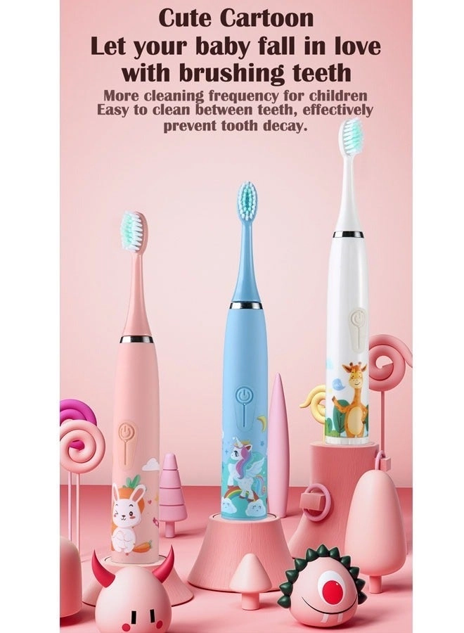 Ultrasonic Electric Children's Toothbrush - Super Soft Waterproof USB Charging 6 Heads