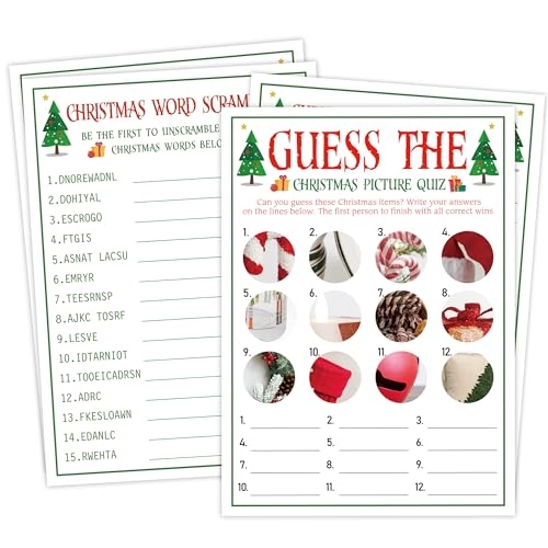 Christmas Word Scramble and Picture Quiz - 30 pieces