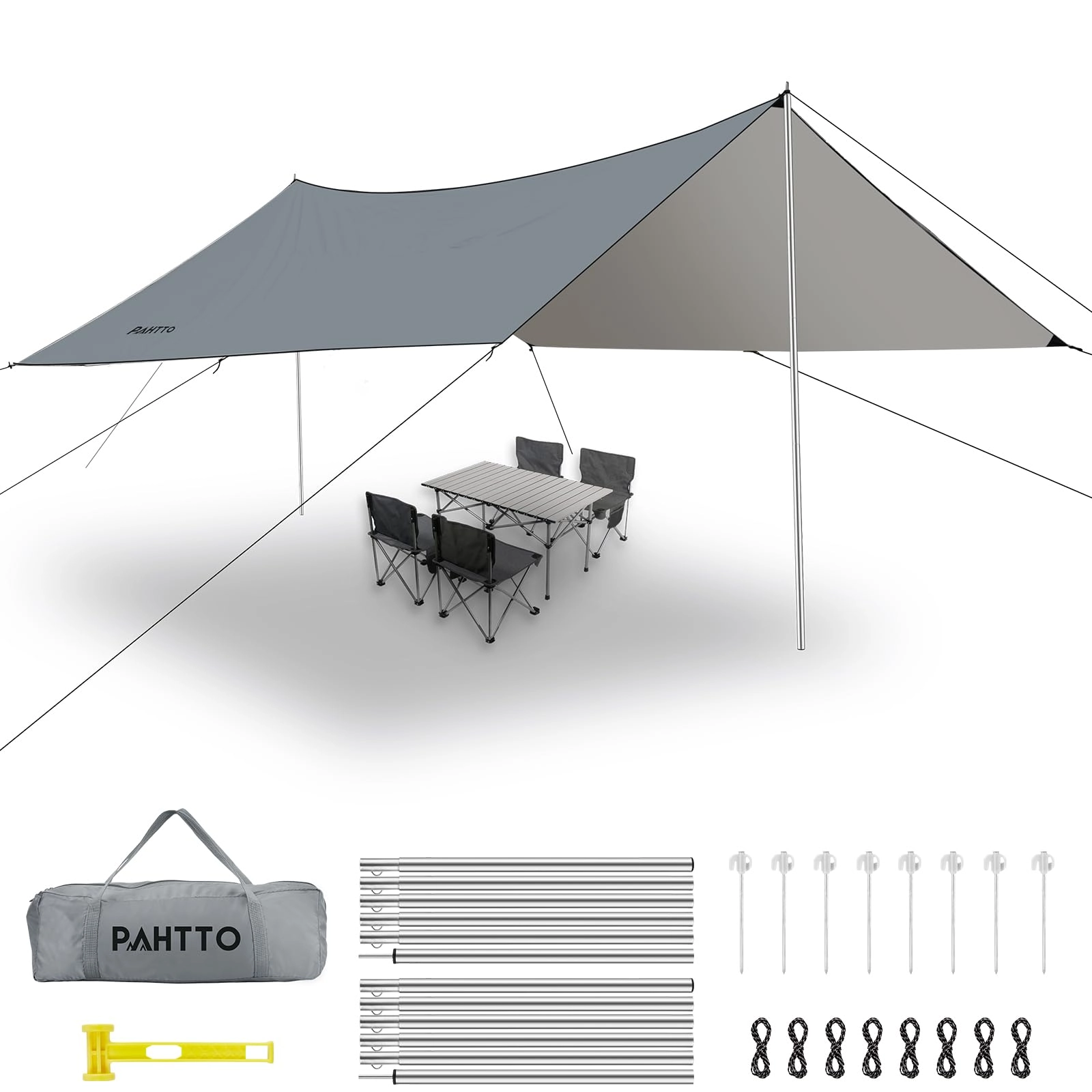 PAHTTO Camping Tarp with Poles - 16 x 12FT