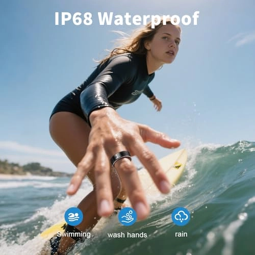 Ceramic Touch Smart Ring - Heart Rate Blood Oxygen 5ATM Waterproof