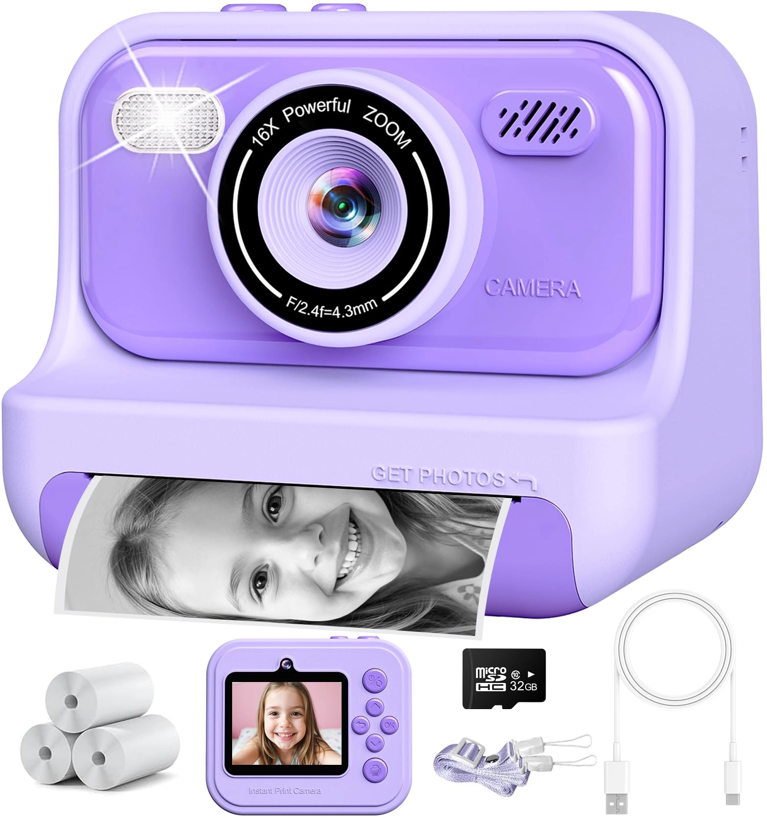 Eaever CA-01 - 2.4-inch Screen Instant Print Purple