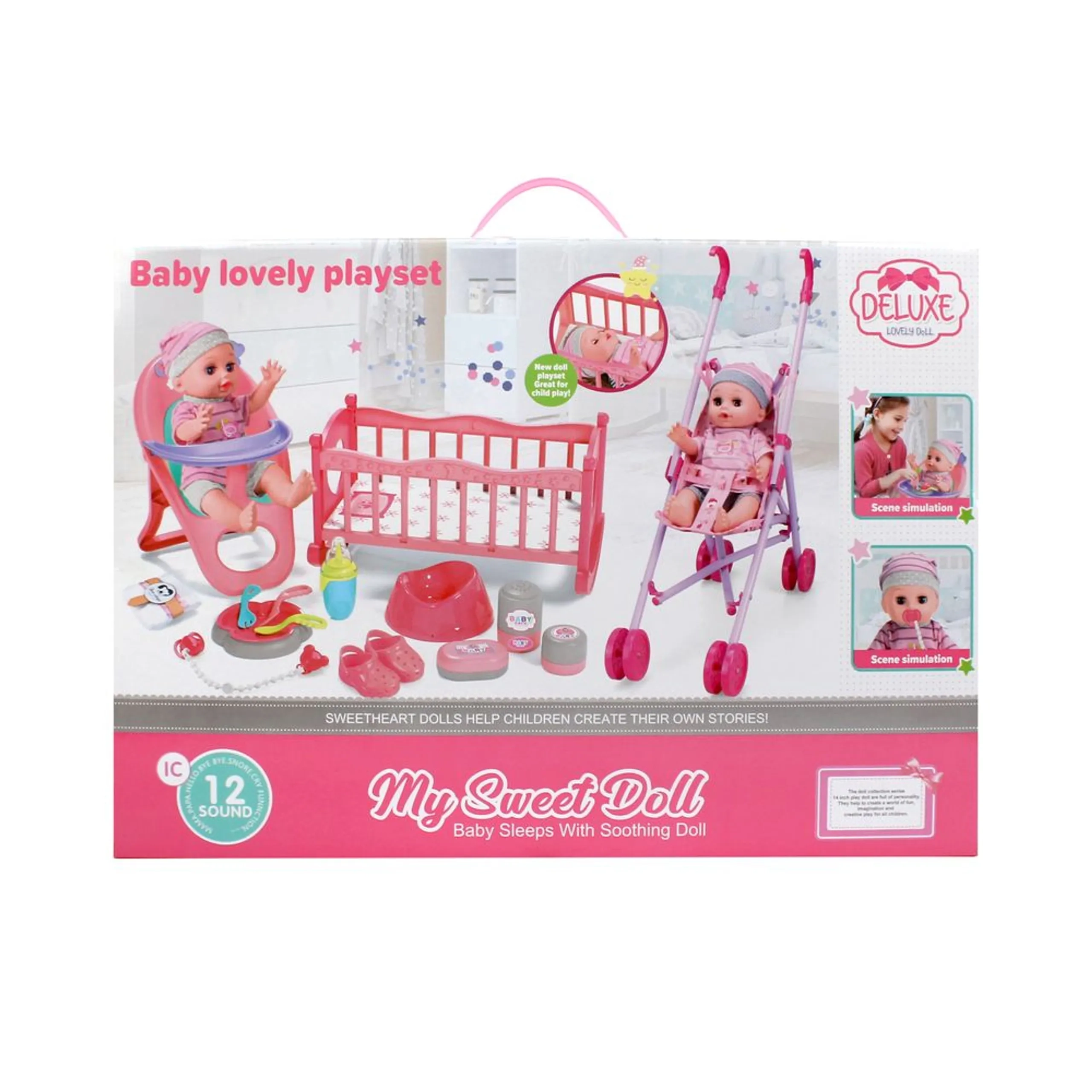 My Sweet Doll Playset - 3-In-1 14 inch 16 Pcs Ages 3+