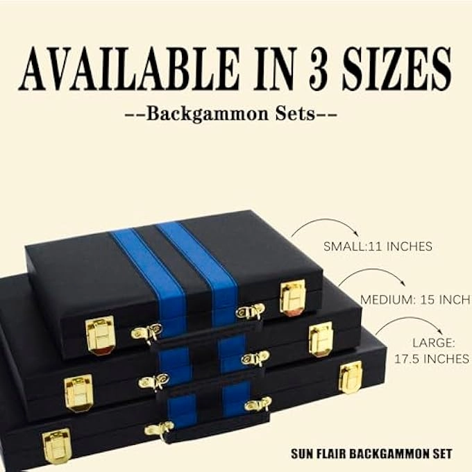 Backgammon Set - Travel Premium Leather Case Bundle