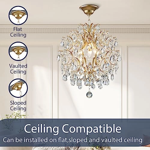 Pendant Chandelier - Crystal Raindrop 3 E14 Bulbs
