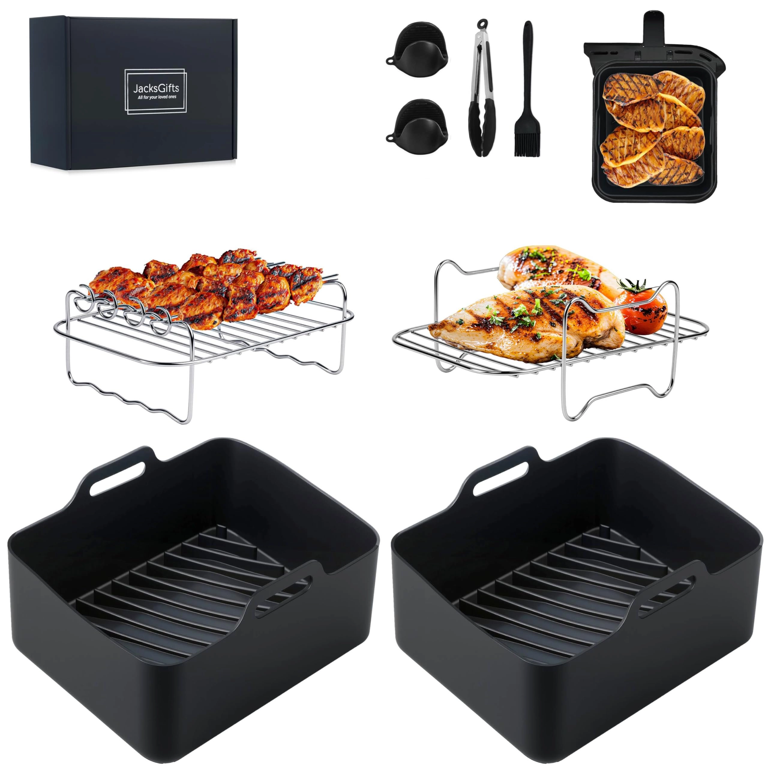 JacksGifts Air Fryer Accessories - silicone 8pcs