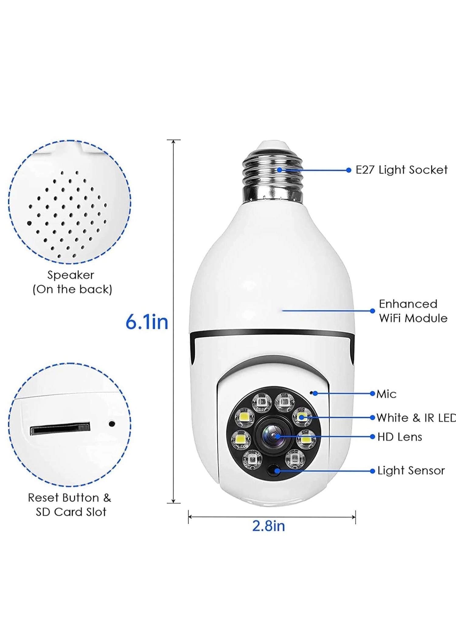 WiFi Light Bulb Camera 1080P