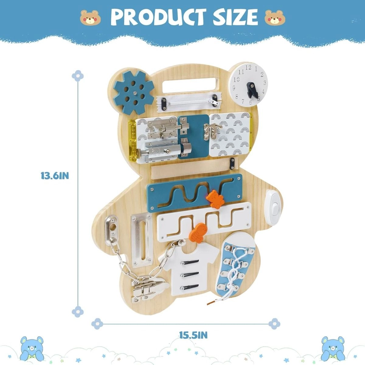 14 In 1 Wooden Busy Board - 3 +