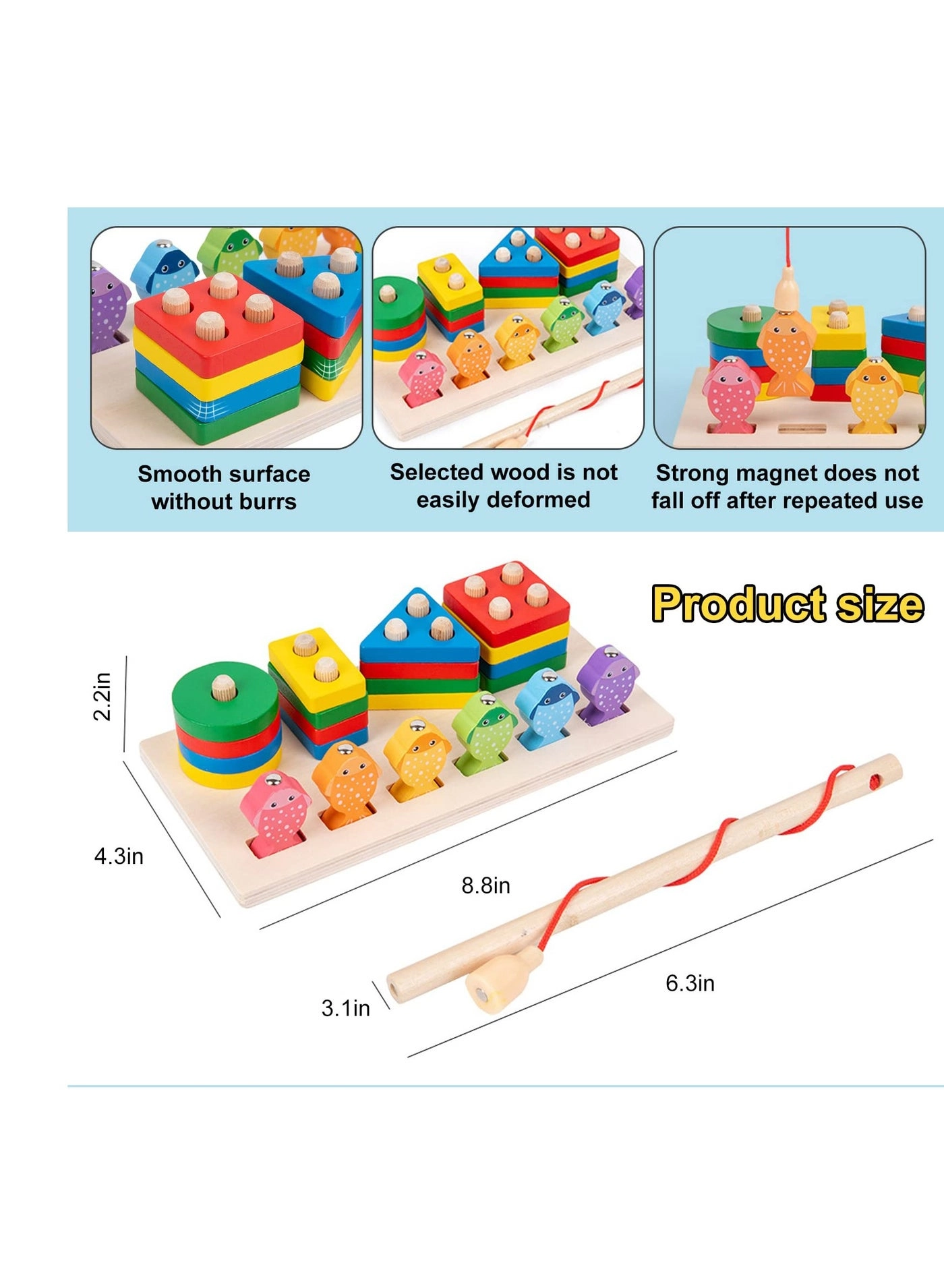 Rainbow Stacker - Wooden Shape Sorting Toddler Learning