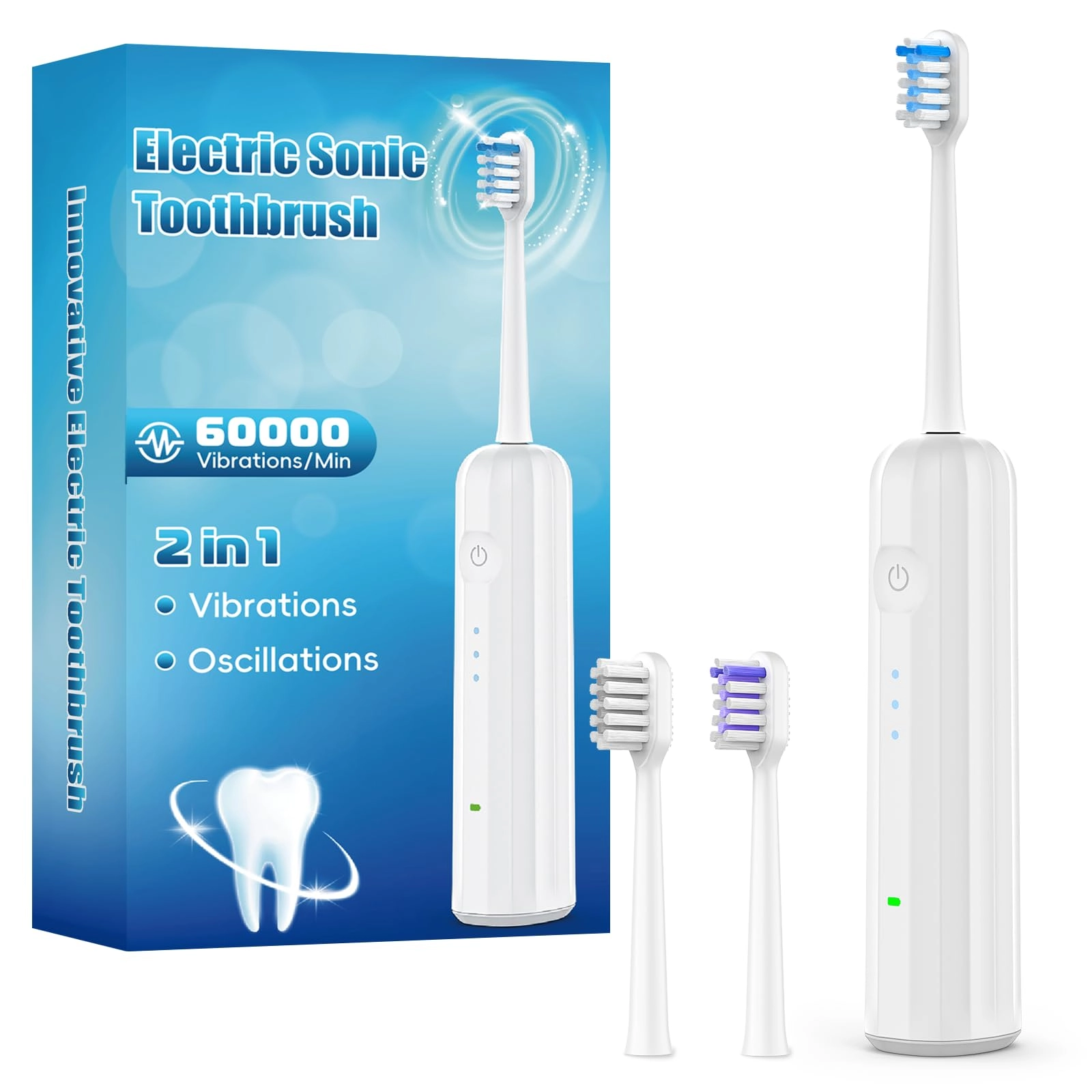 Wstiga Sonic Electric Toothbrush - 60,000 VPM 73° Oscillation 50+ Days Battery Life