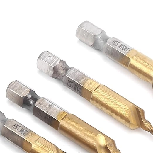 Combination Drill and Tap Bit Set - HSS 6pcs 1/8"-3/8"