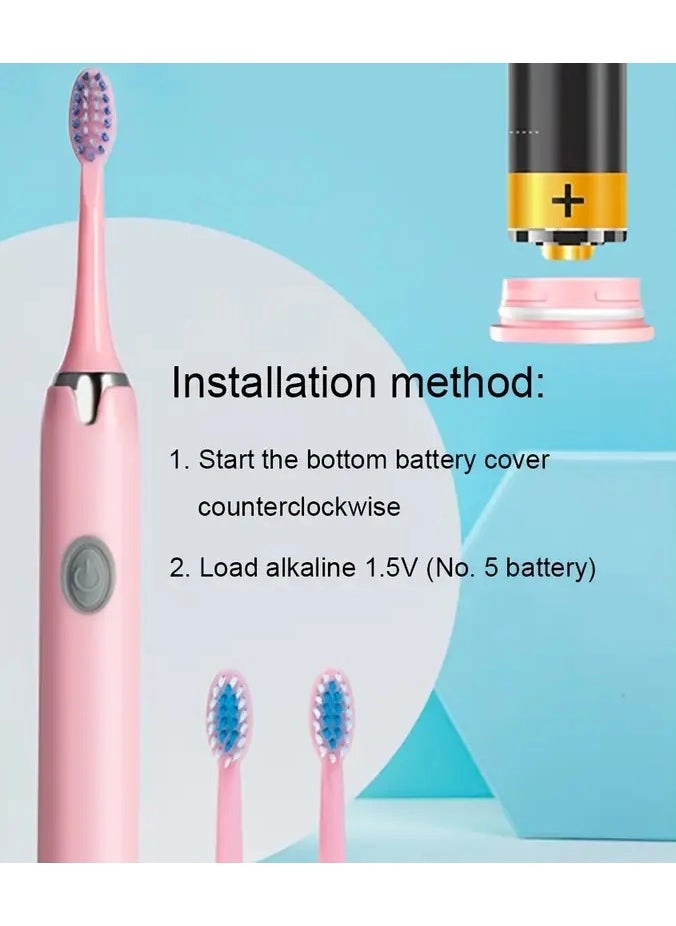 Portable AA Battery Electric Toothbrush - 30-Second Smart Timer 7 Brush Heads