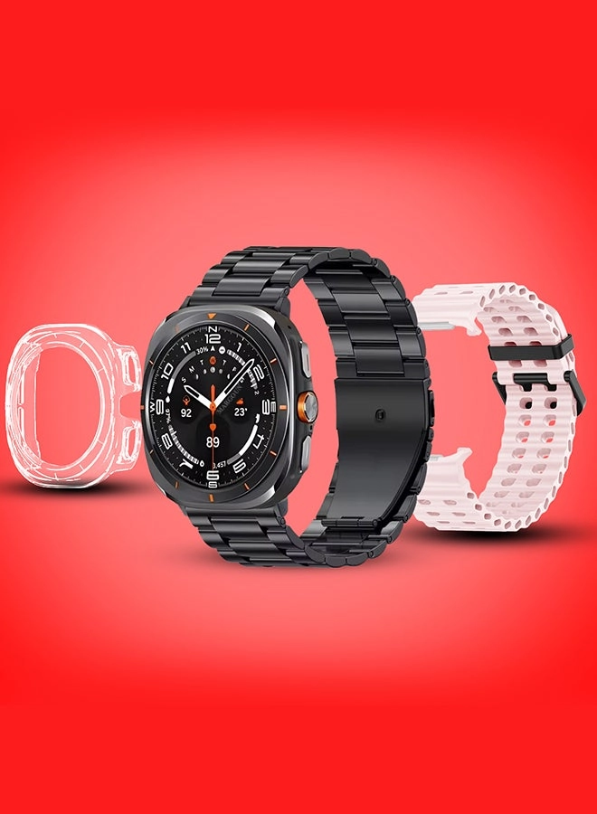 SK7 Ultra + Stainless Steel Band + Silicone Band + Charging Cable + TPU Case Protector