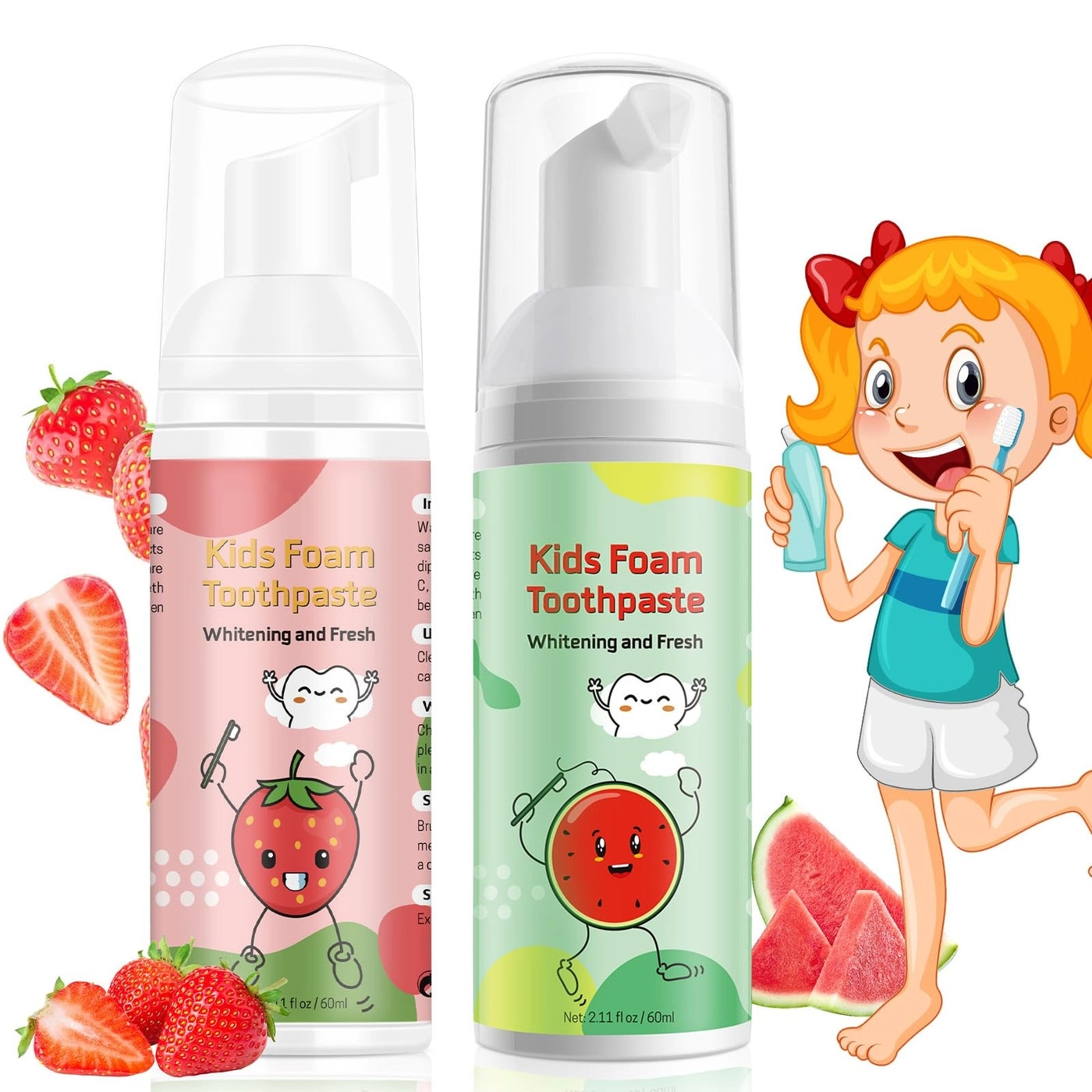 VOGSIG Foam Watermelon+Strawberry Toothpaste Ages 3 Plus