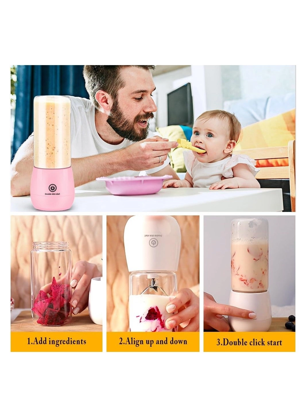 Portable Blender Smoothie Maker - Rechargeable Leakproof Lid Sip Spout