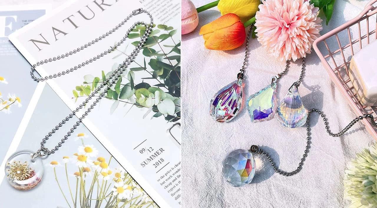 Ceiling Fan Pull Chain - 4 Meter Kit Silver Crystal Handle