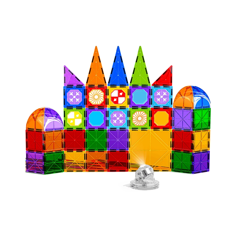 Light Up Magnetic Tiles Castle Set - 58 pcs