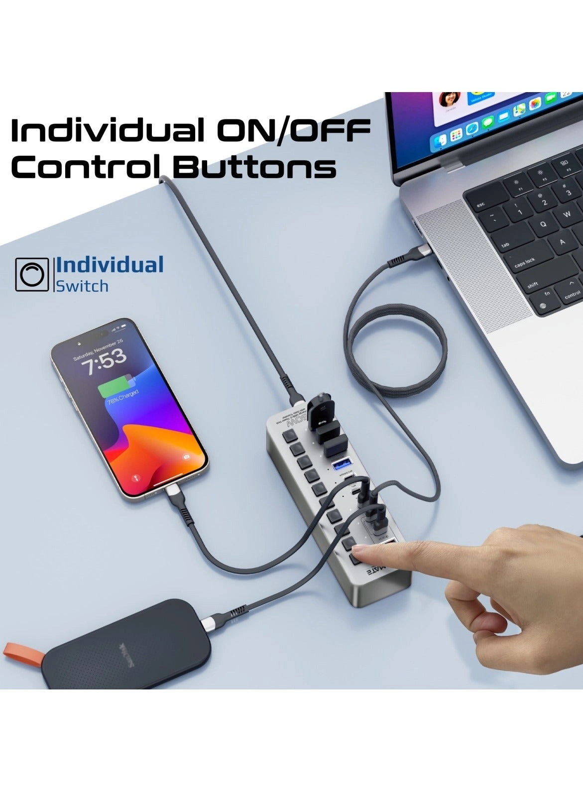 GegaTower-60W - 14-In-1 USB-C Tower Hub