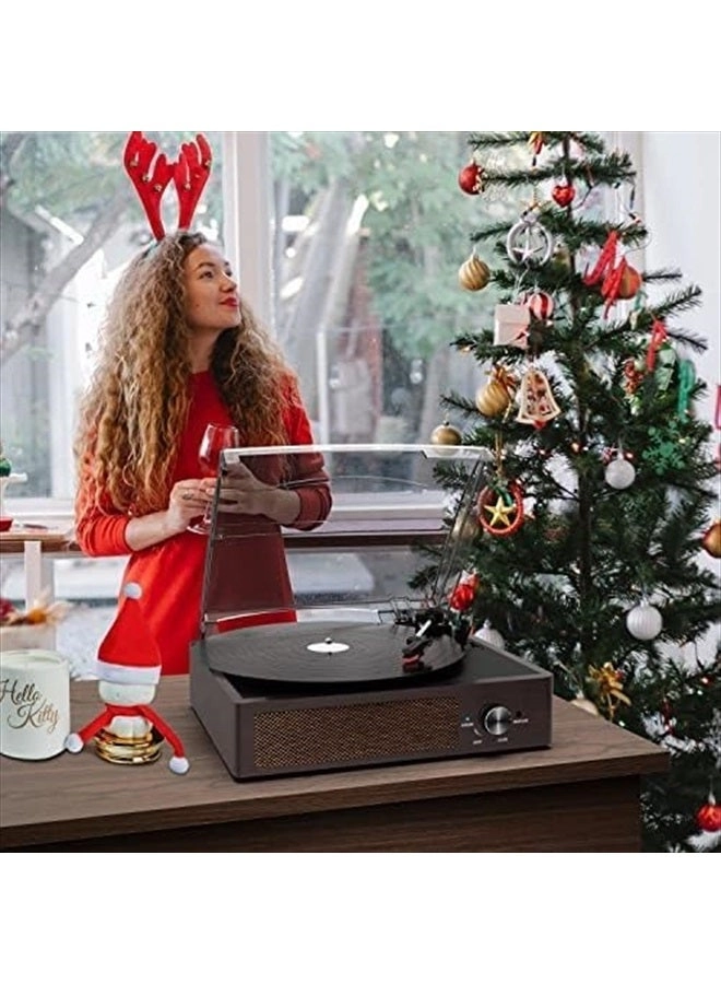 Record Player Turntable - Built-in Bluetooth 3-Speed 2 Stereo Speakers