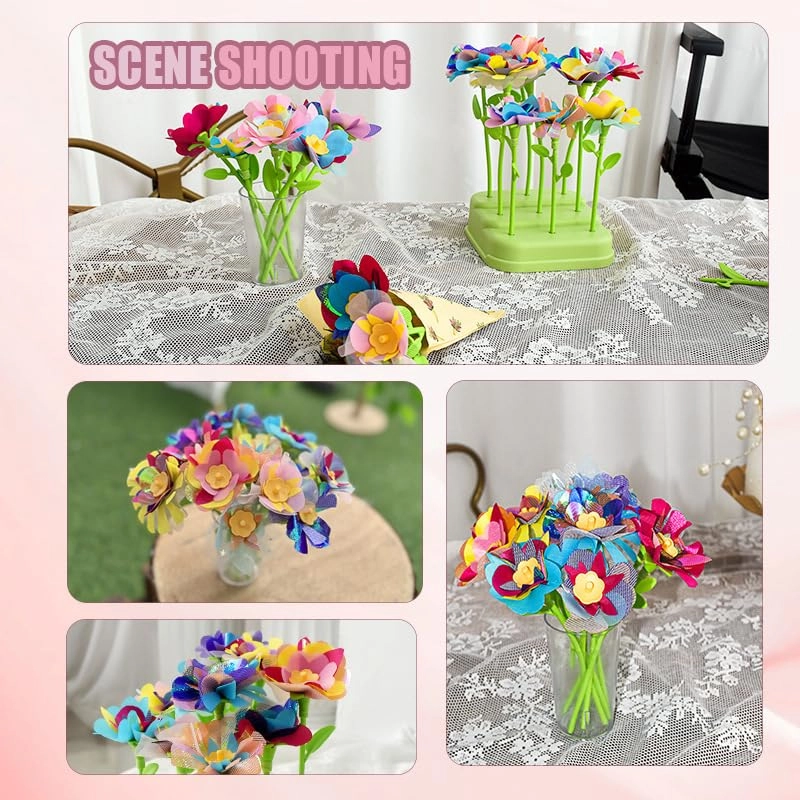 Fabric Flower Bouquets - Multicolored DIY Craft Kit