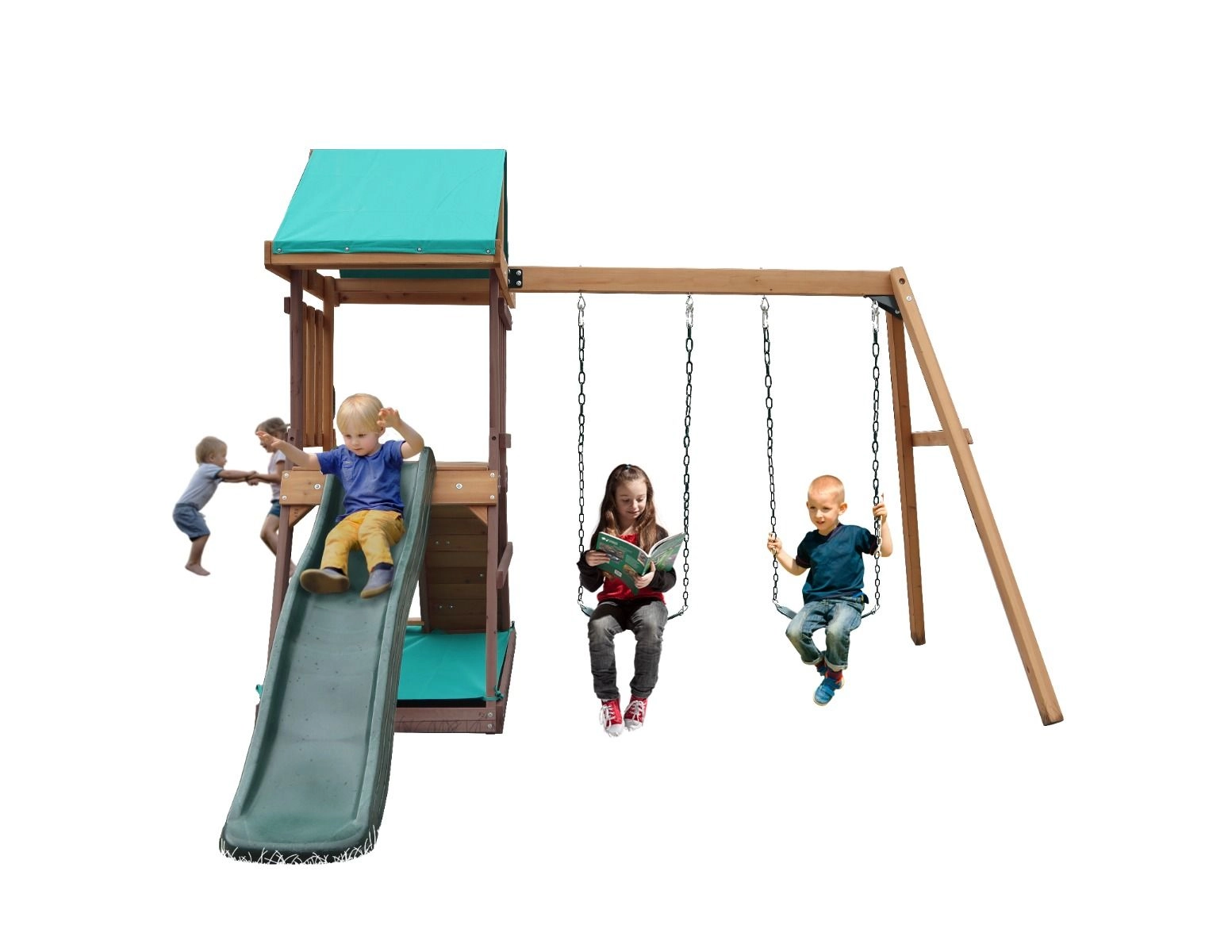 Matterhorn Swing Set & Playhouse - 285 x 263 x 220cm 52 KG